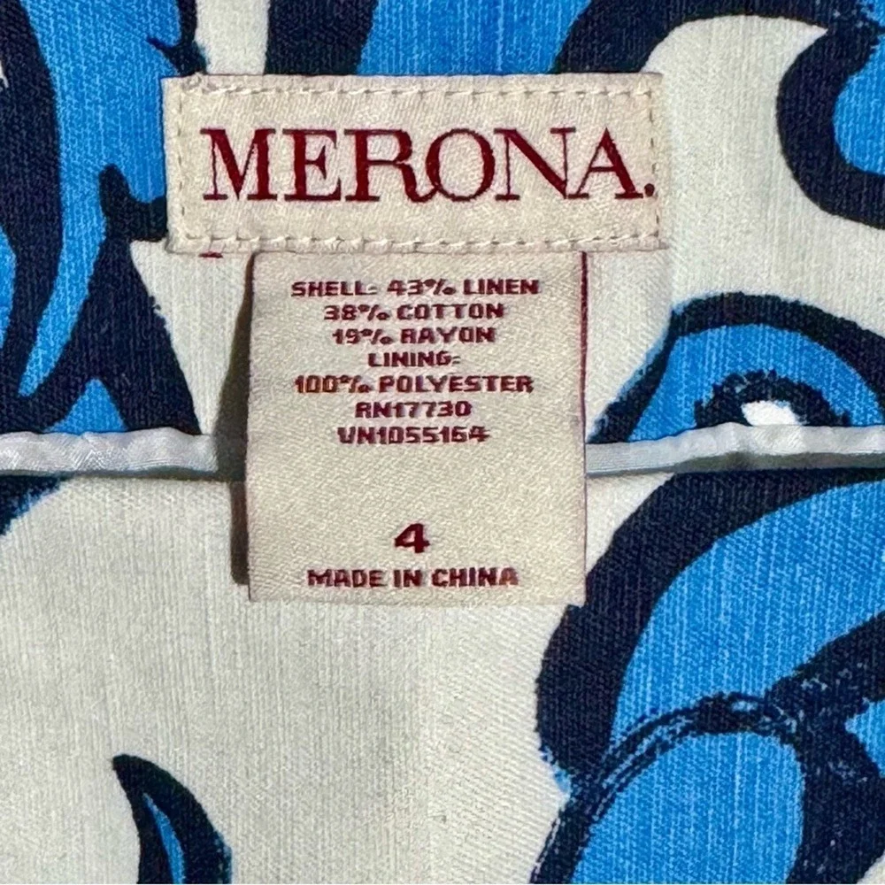 NWT Linen Acanthus Leaves/Scroll Straight Pencil Skirt  Size 4 Merona Resortwear